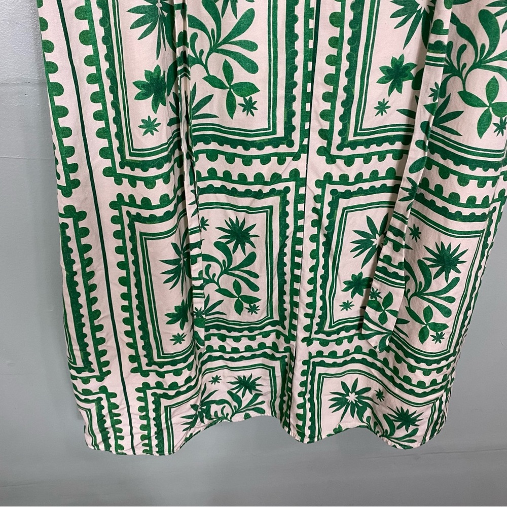 Mon Renn Losas Maxi Dress Green Cream Floral Vacation Medium - Picture 13 of 15